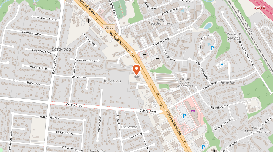 Map showing the location of Absolute Performance Cycles on 13379 Warwick Boulevard, Newport News, VA 23602