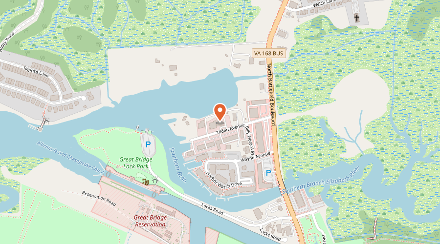 Map showing the location of Betterton & Whitlow on 128 Tilden Avenue, Chesapeake, VA 23320