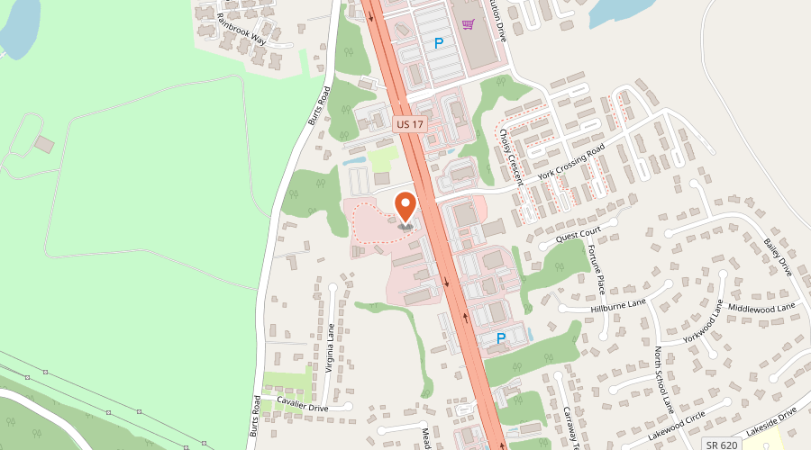 Map showing the location of Ken Matthews Garden Center on 4921 George Washington Memorial Highway, Yorktown, VA 23692