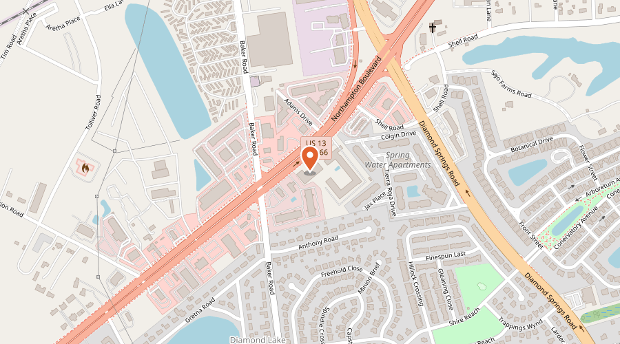Map showing the location of Ocean Storage on 5737 Northampton Boulevard, Virginia Beach, VA 23455