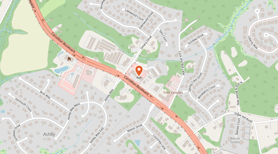 Map showing the location of The Pink Picket Fence Boutique on 15147 Carrollton Boulevard, Carrollton, VA 23314